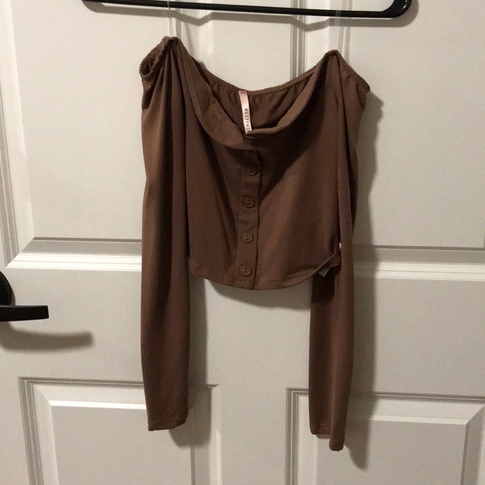 Taupe Off the shoulder crop top- never worn